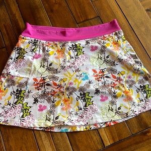 Running skirts brand skirt - hot pink floral - briefs attached! Size M